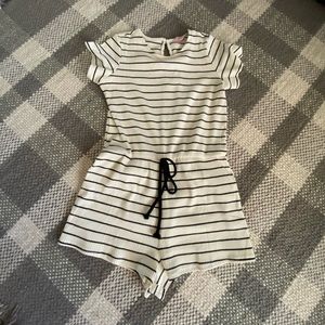 Crème and black striped Romper